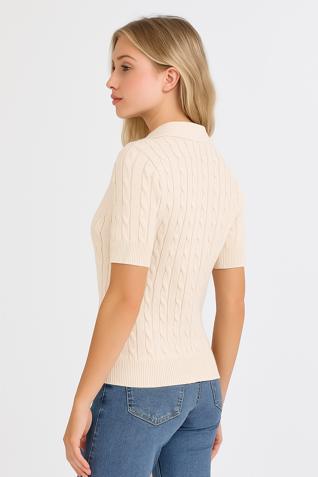 Cable Knit Polo Sweater